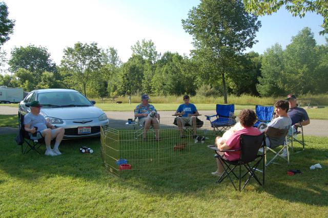 Sittin around the dog pen